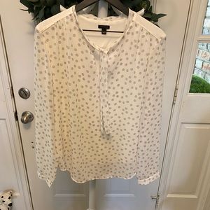 Ann Taylor Tiny Dot Polka Dot Top LS L